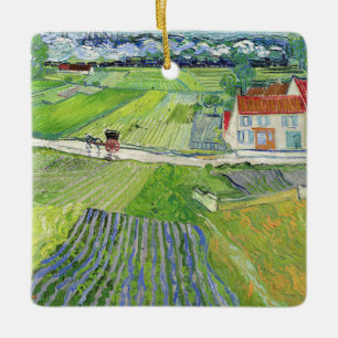 Vincent van Gogh - Landschaft mit Kutsche & Zug Keramikornament