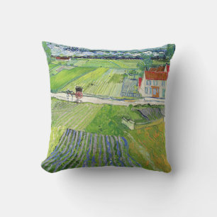 Vincent van Gogh - Landschaft mit Kutsche & Zug Kissen