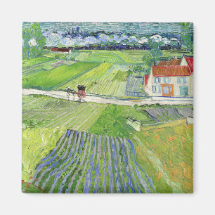 Vincent van Gogh - Landschaft mit Kutsche & Zug Magnet