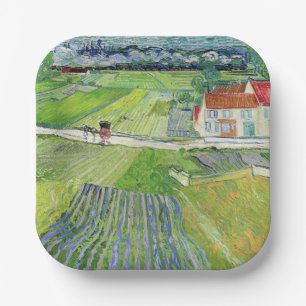 Vincent van Gogh - Landschaft mit Kutsche & Zug Pappteller
