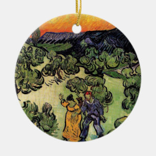 Vincent Van Gogh - Landschaft mit Paar Kunstwerk Keramikornament