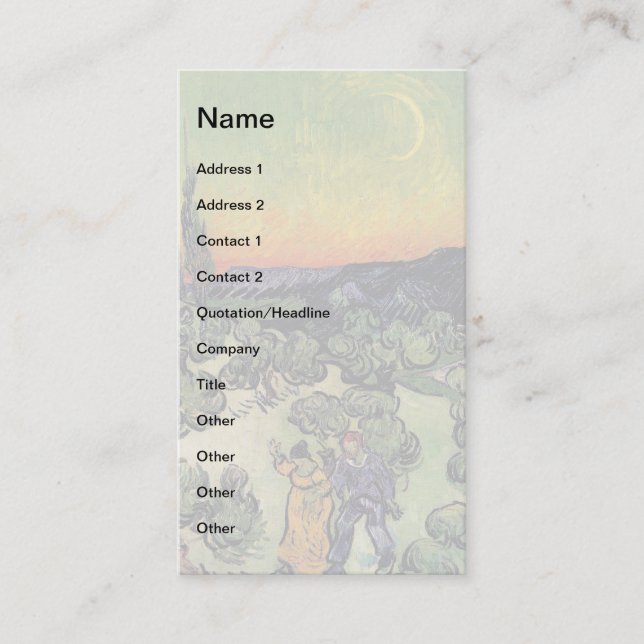 Vincent Van Gogh - Landschaft mit paare Fine Art Visitenkarte (Vorderseite)