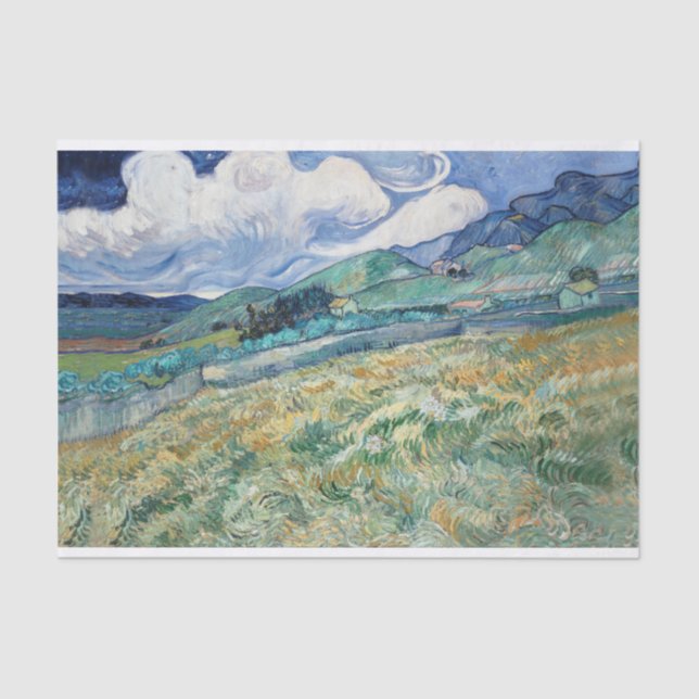 Vincent van Gogh, Landschaft von Saint-Rémy (1889) Seidenpapier (Vorderseite)