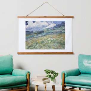 Vincent Van Gogh, Landschaft von Saint-Remy Wandteppich Mit Holzrahmen