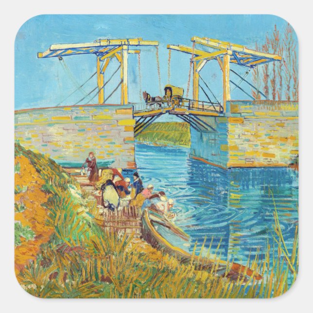 Vincent van Gogh - Langlois Bridge bei Arles #1 Quadratischer Aufkleber (Vorderseite)