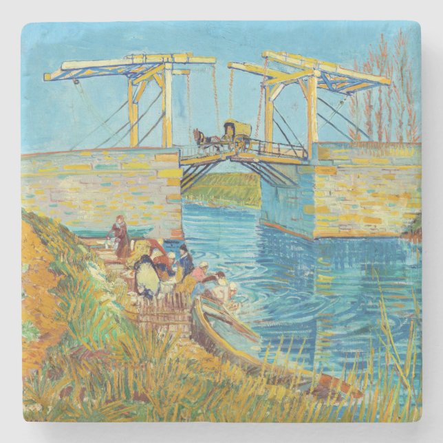 Vincent van Gogh - Langlois Bridge bei Arles #1 Steinuntersetzer (Vorderseite)