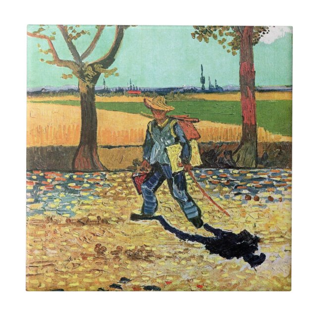 Vincent Van Gogh - Maler auf dem Weg zur Arbeit Fliese (Vorderseite)