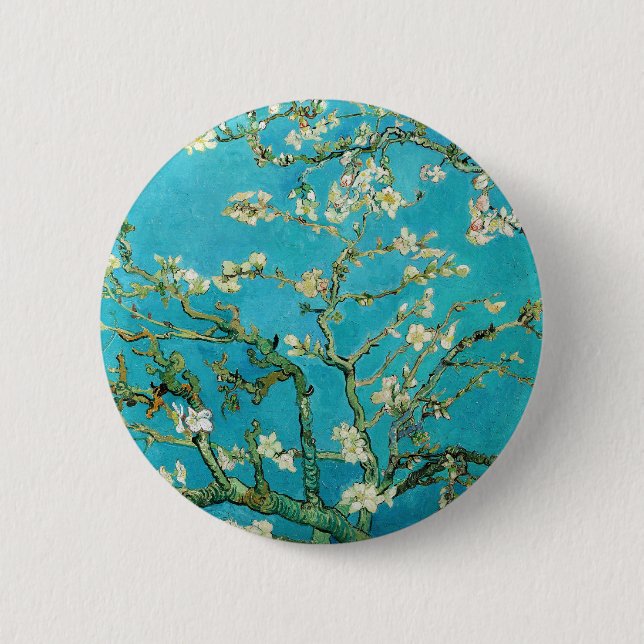 Vincent Van Gogh malt Mandelblüten Button (Vorderseite)