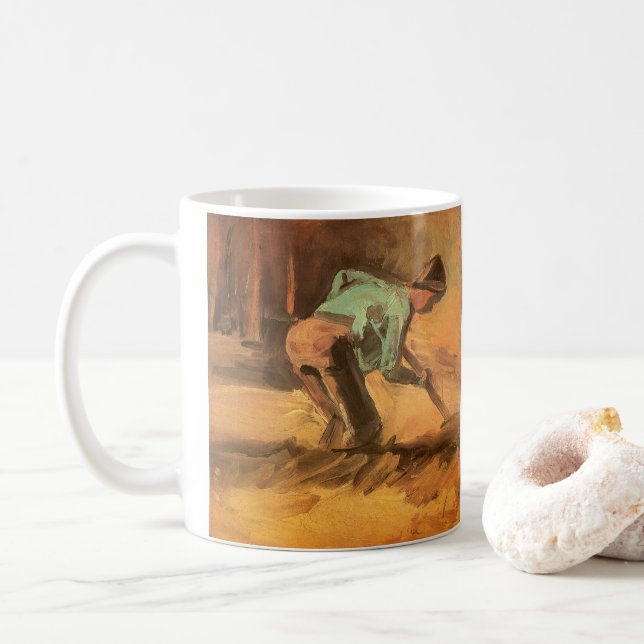 Vincent van Gogh - Man Stooping w Stick or Spade Kaffeetasse (Mit Donut)
