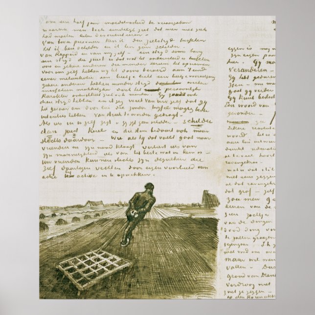 Vincent van Gogh | Mann, der eine Harfe zieht Poster (Vorne)