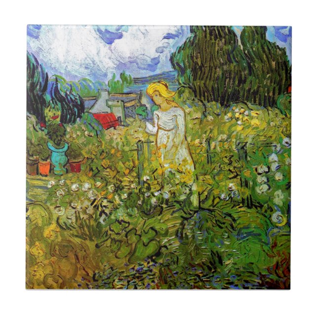 Vincent Van Gogh - Marguerite Gachet im Garten Fliese (Vorderseite)