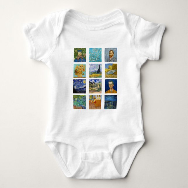 Vincent Van Gogh - Masterpiece Grid Baby Strampler (Vorderseite)