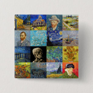 Vincent van Gogh - Meisterwerke Mosaic Patchwork Button