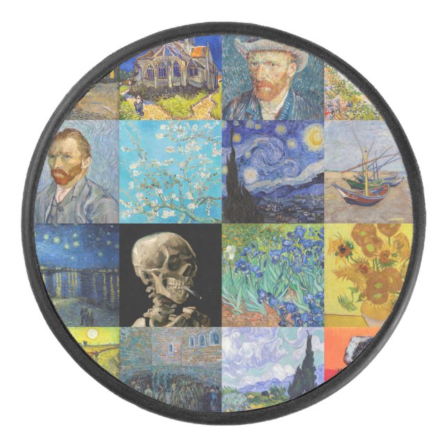 Vincent van Gogh - Meisterwerke Mosaic Patchwork Eishockey Puck (Vorderseite)