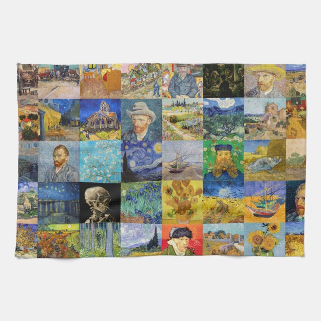 Vincent van Gogh - Meisterwerke Mosaic Patchwork Geschirrtuch (Horizontal)