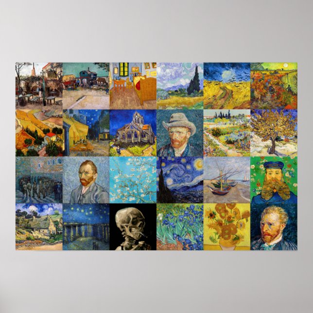 Vincent van Gogh - Meisterwerke Mosaic Patchwork Poster (Vorne)