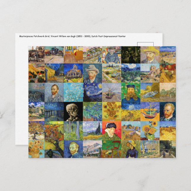 Vincent van Gogh - Meisterwerke Mosaic Patchwork Postkarte (Vorne/Hinten)