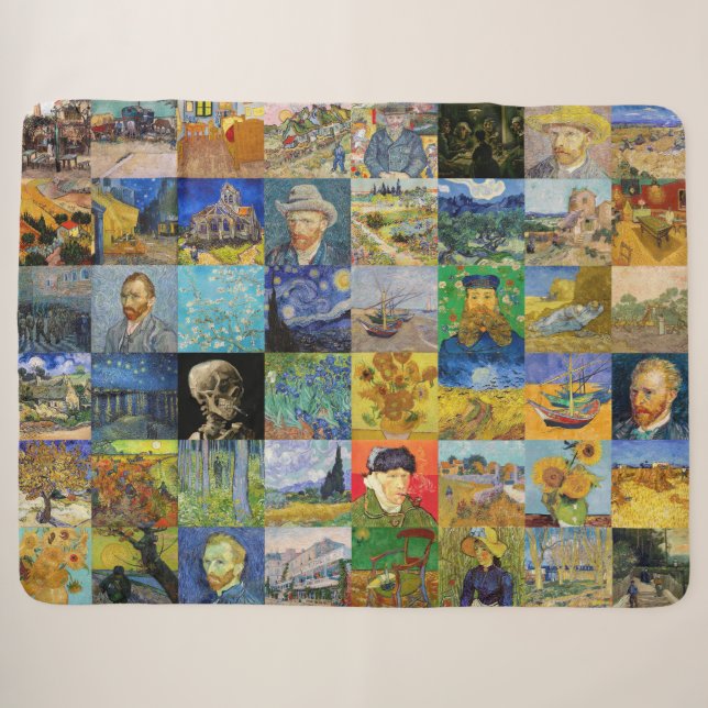 Vincent van Gogh - Meisterwerke Mosaic Patchwork Sherpadecke (Vorderseite (Horizontal))