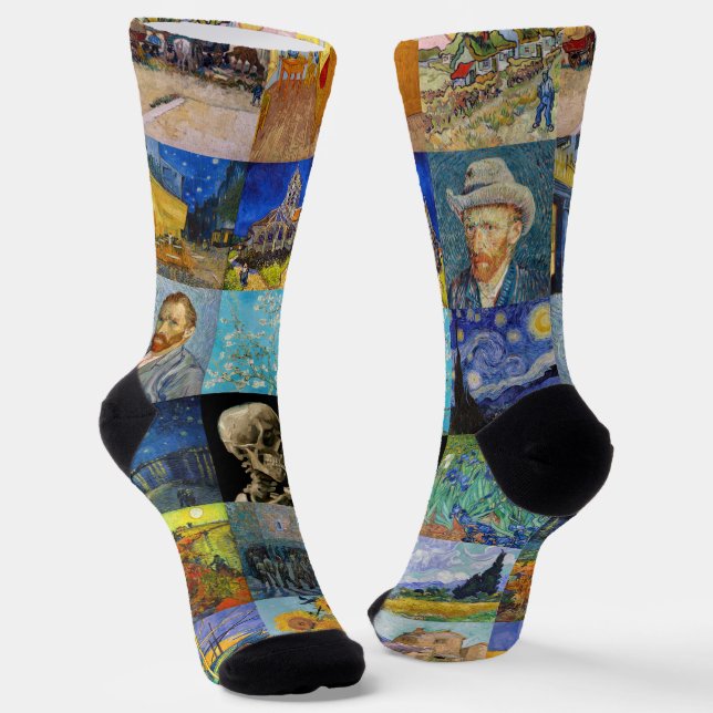 Vincent van Gogh - Meisterwerke Mosaic Patchwork Socken (Gewinkelt)