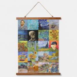 Vincent van Gogh - Meisterwerke Mosaic Patchwork Wandteppich Mit Holzrahmen