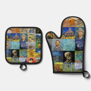 Vincent van Gogh - Meisterwerke Mosaik Patchwork Ofenhandschuh & Topflappen-Set