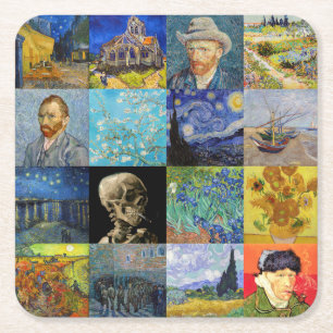 Vincent van Gogh - Meisterwerke Mosaik Patchwork Rechteckiger Pappuntersetzer