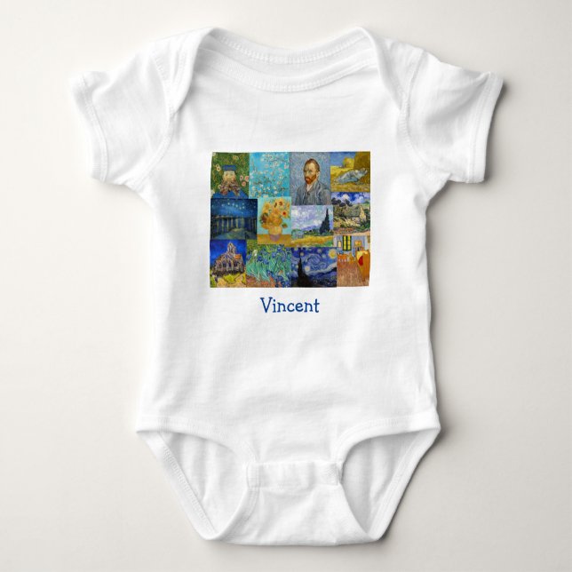 Vincent Van Gogh - Meisterwerke Patchwork Baby Strampler (Vorderseite)