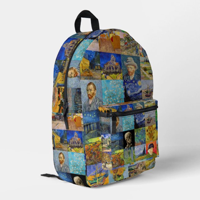 Vincent Van Gogh - Meisterwerke Patchwork Bedruckter Rucksack (Rückseitige Ecke links)