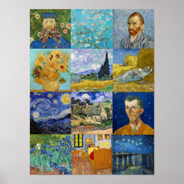 Vincent Van Gogh - Meisterwerke Patchwork Poster (Vorne)