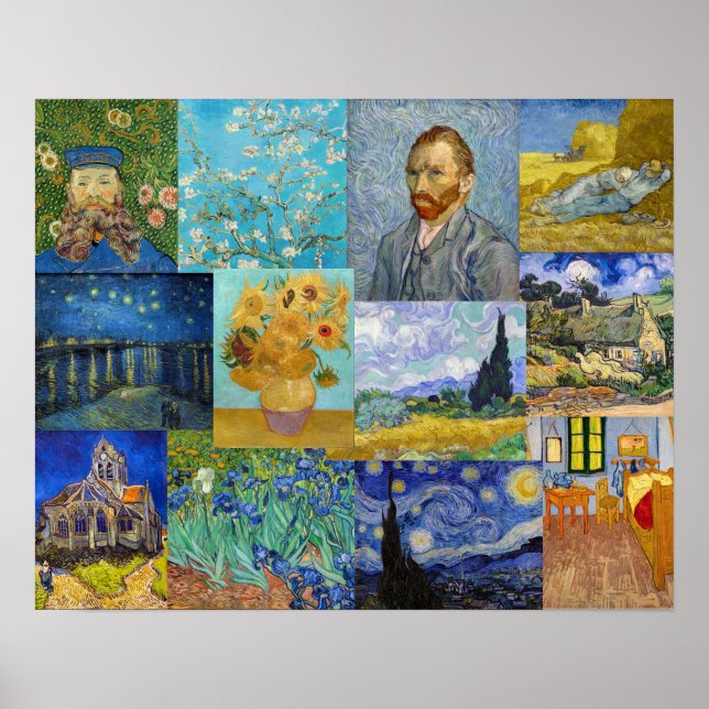 Vincent Van Gogh - Meisterwerke Patchwork Poster (Vorne)