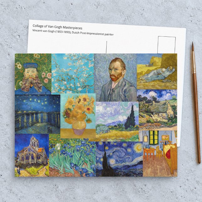 Vincent Van Gogh - Meisterwerke Patchwork Postkarte (Von Creator hochgeladen)