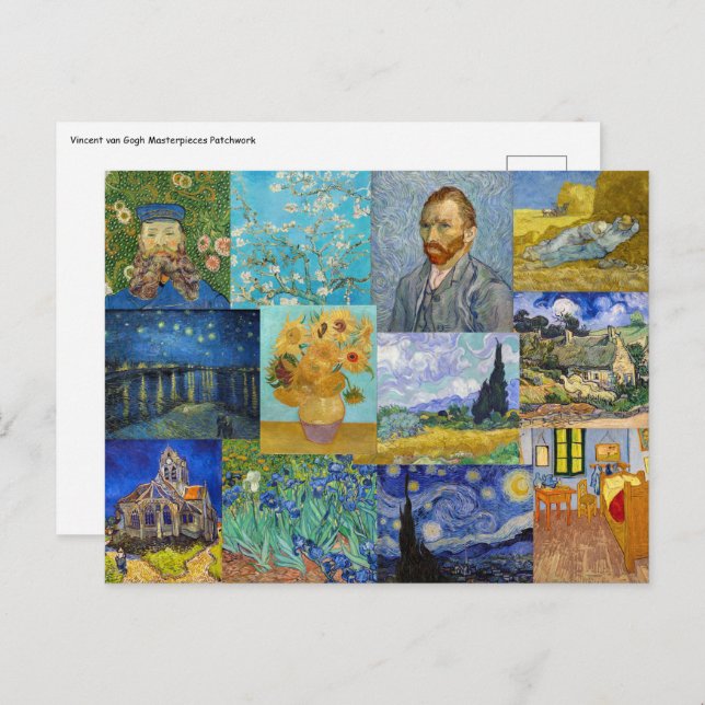 Vincent Van Gogh - Meisterwerke Patchwork Postkarte (Vorne/Hinten)