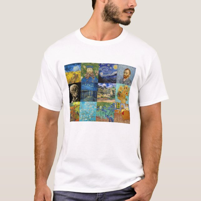 Vincent Van Gogh - Meisterwerke Patchwork T-Shirt (Vorderseite)