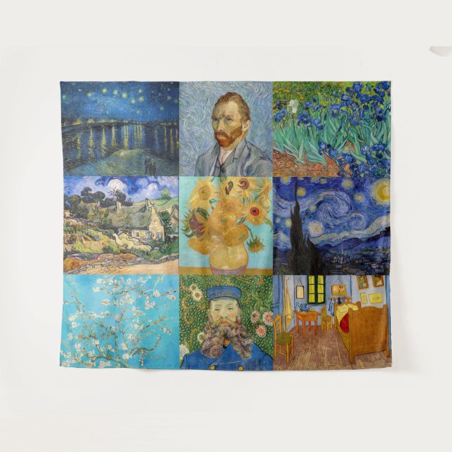 Vincent Van Gogh - Meisterwerke Patchwork Wandteppich (Vorderseite (Horizontal))