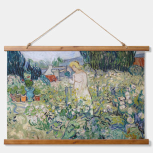 Vincent van Gogh - Miss Gachet in ihrem Garten Wandteppich Mit Holzrahmen