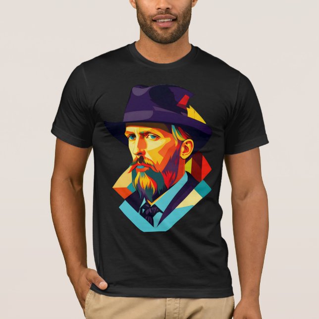 Vincent van Gogh mit Strohhut T-Shirt (Vorderseite)