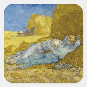 Vincent Van Gogh - Mittag, Pause von der Arbeit /  Quadratischer Aufkleber
