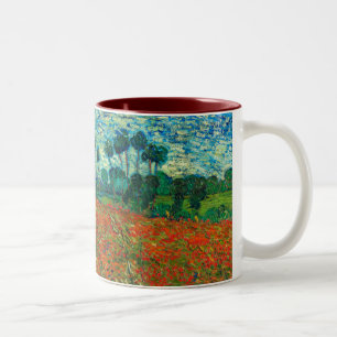 Vincent Van Gogh Mohnfeld Florales Vintage-Kunst Zweifarbige Tasse