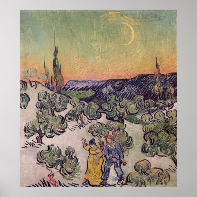 Vincent van Gogh | Mondlicht Landschaft, 1889 Poster (Vorne)