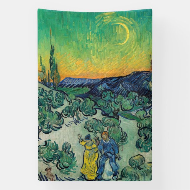 Vincent van Gogh - Moonlit Landschaft mit Paar Banner (Vertikal)