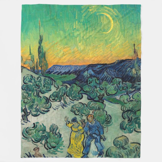 Vincent van Gogh - Moonlit Landschaft mit Paar Fleecedecke (Vorderseite)