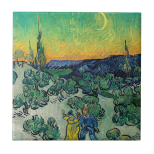 Vincent van Gogh - Moonlit Landschaft mit Paar Fliese