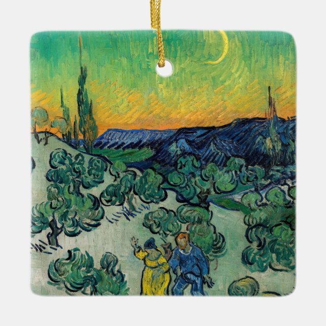 Vincent van Gogh - Moonlit Landschaft mit Paar Keramikornament (Vorderseite)