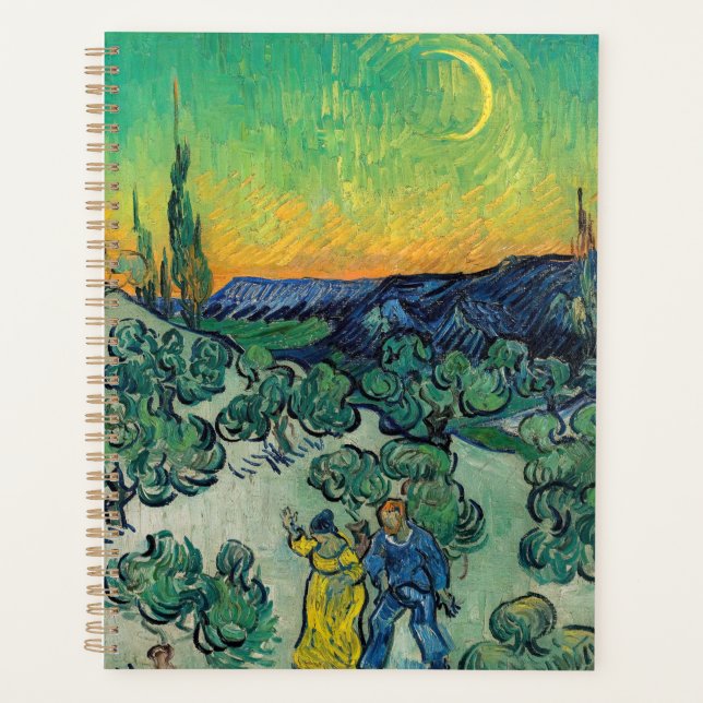 Vincent van Gogh - Moonlit Landschaft mit Paar Planer (Vorderseite)