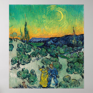 Vincent van Gogh - Moonlit Landschaft mit Paar Poster