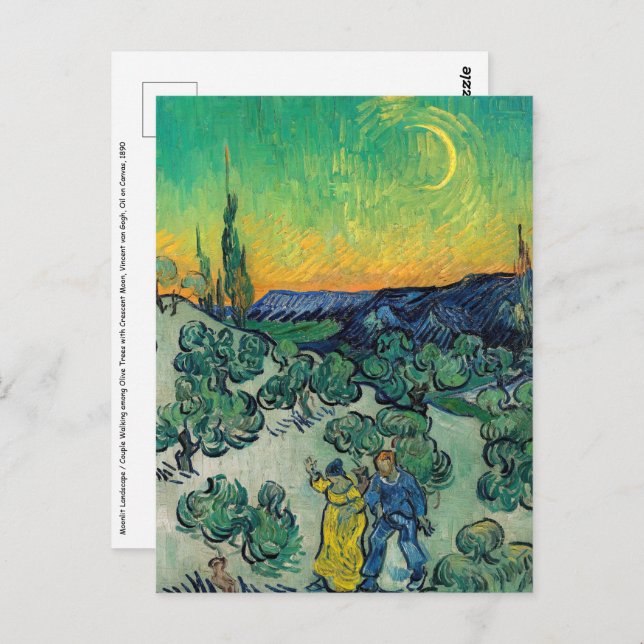 Vincent van Gogh - Moonlit Landschaft mit Paar Postkarte (Vorne/Hinten)