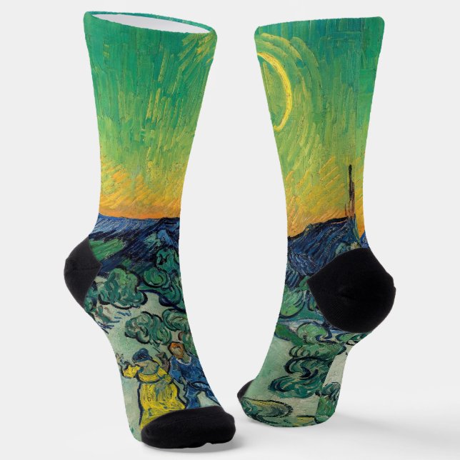 Vincent van Gogh - Moonlit Landschaft mit Paar Socken (Gewinkelt)