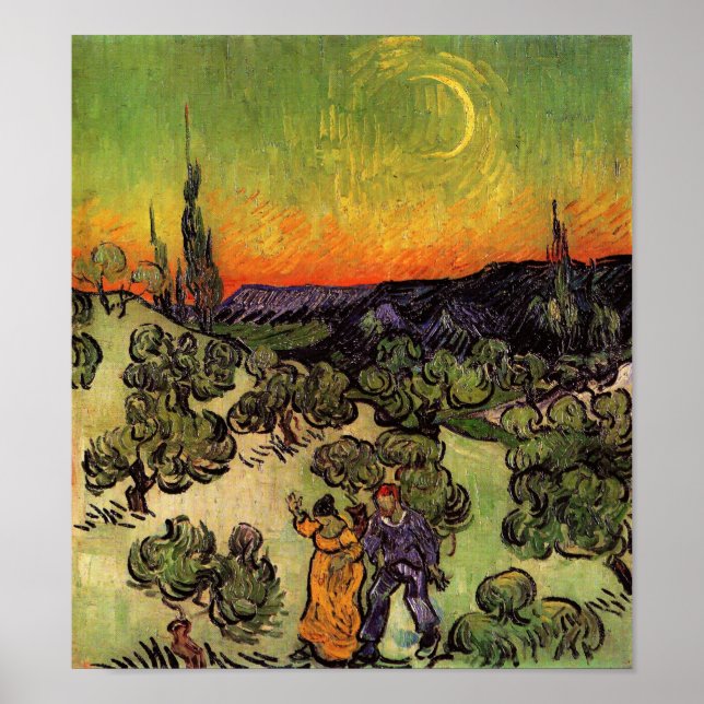 Vincent Van Gogh Moonlit Landschaft Poster (Vorne)