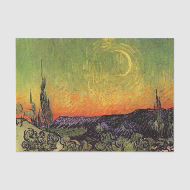 Vincent Van Gogh Moonlit Landschaft Seidenpapier (Vorderseite)