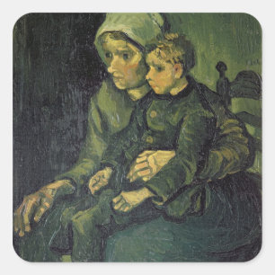 Vincent van Gogh   Mutter und Kind, 1885 Quadratischer Aufkleber